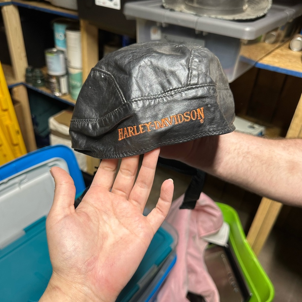 Vintage leather skullcap